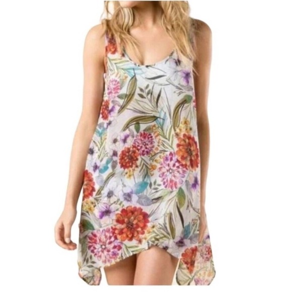 Francesca’s Asymmetrical Sheer Floral Cover Up Size M / L - Picture 2 of 6